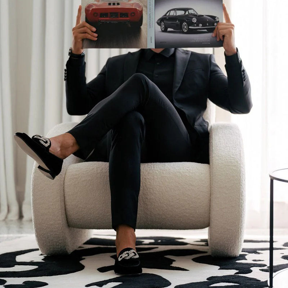 Superglamourous Venetia Velour Slippers Black