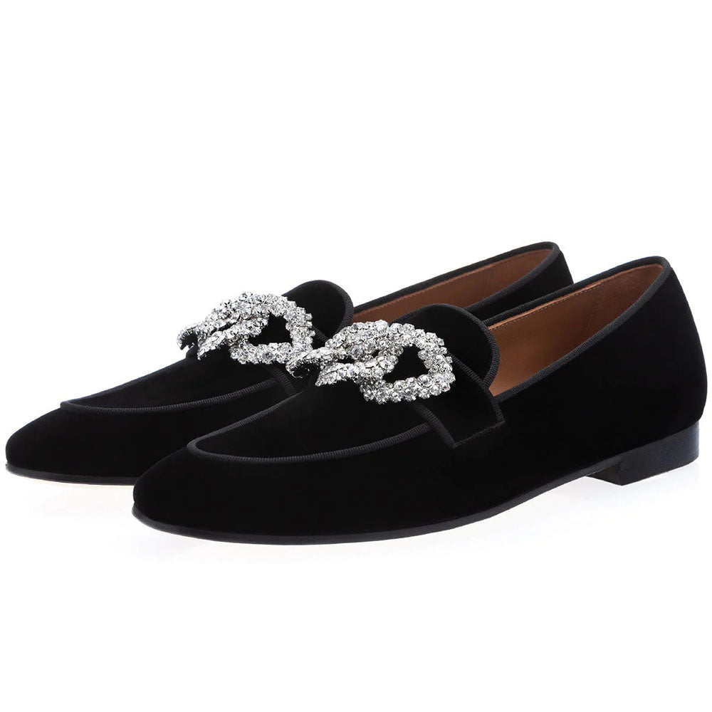 Superglamorous Venetia Velour Slippers Black