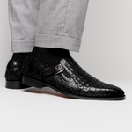 Mezlan Crocodile Gore Monk Strap SX102 Black (SX102)