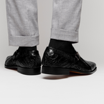 Mezlan Crocodile Gore Monk Strap SX102 Black (SX102)