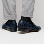 Mezlan Crocodile Gore Monk Strap SX102 Blue (SX102)