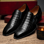 Mezlan Crocodile Gore Monk Strap SX102 Black (SX102)