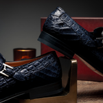 Mezlan Crocodile Gore Monk Strap SX102 Blue (SX102)