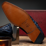 Mezlan Crocodile Gore Monk Strap SX102 Blue (SX102)