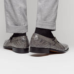 Mezlan Crocodile Gore Monk Strap SX102 Pearl Grey (SX102)