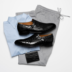 Mezlan Crocodile Gore Monk Strap SX102 Black (SX102)