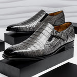 Mezlan Crocodile Gore Monk Strap SX102 Pearl Grey (SX102)