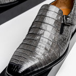 Mezlan Crocodile Gore Monk Strap SX102 Pearl Grey (SX102)