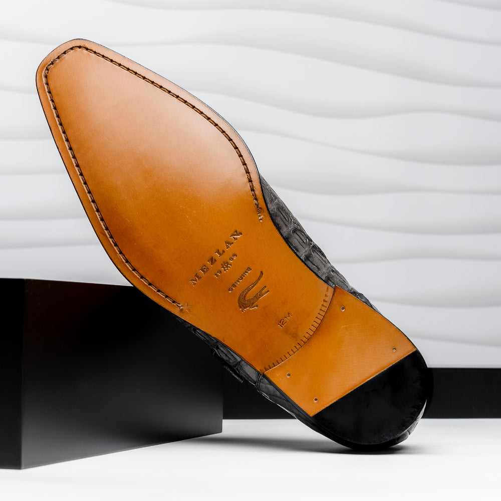 Mezlan Crocodile Gore Monk Strap SX102 Pearl Grey (SX102)