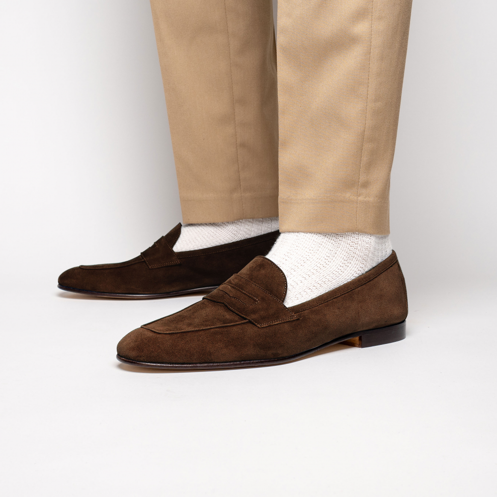 Zelli Tasca Suede Penny Loafers Cafe (16-100-CAF)