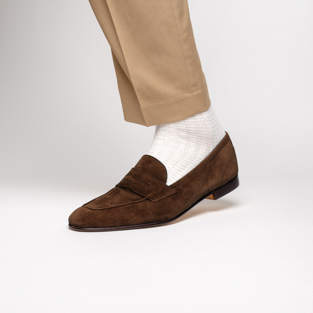Zelli Tasca Suede Penny Loafers Cafe (16-100-CAF)