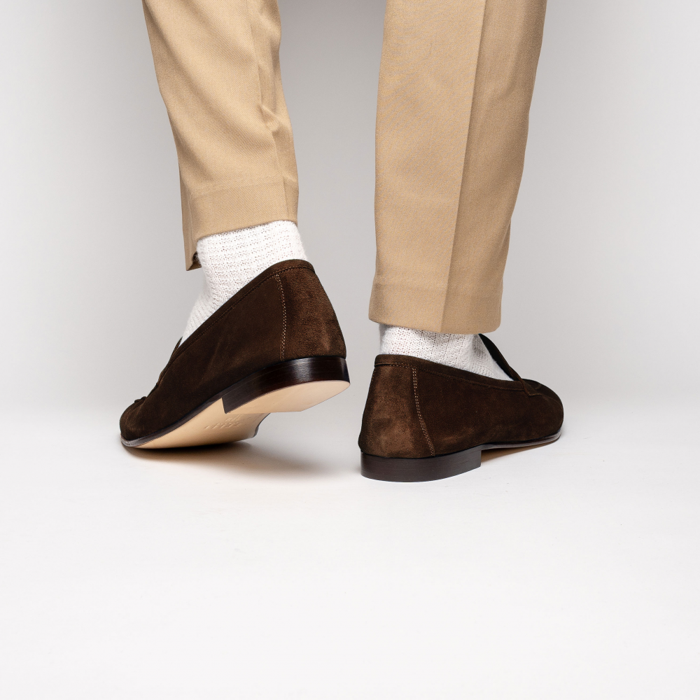 Zelli Tasca Suede Penny Loafers Cafe (16-100-CAF)