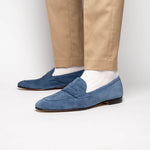 Zelli Tasca Suede Penny Loafers Blue (16-100-BLU)