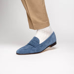 Zelli Tasca Suede Penny Loafers Blue (16-100-BLU)