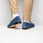 Zelli Tasca Suede Penny Loafers Blue (16-100-BLU)