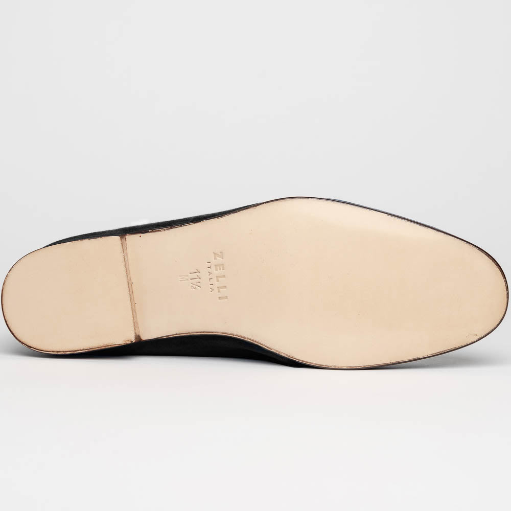Zelli Tasca Suede Penny Loafers Black (16-100-BLK)