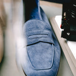 Zelli Tasca Suede Penny Loafers Blue (16-100-BLU)