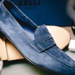 Zelli Tasca Suede Penny Loafers Blue (16-100-BLU)