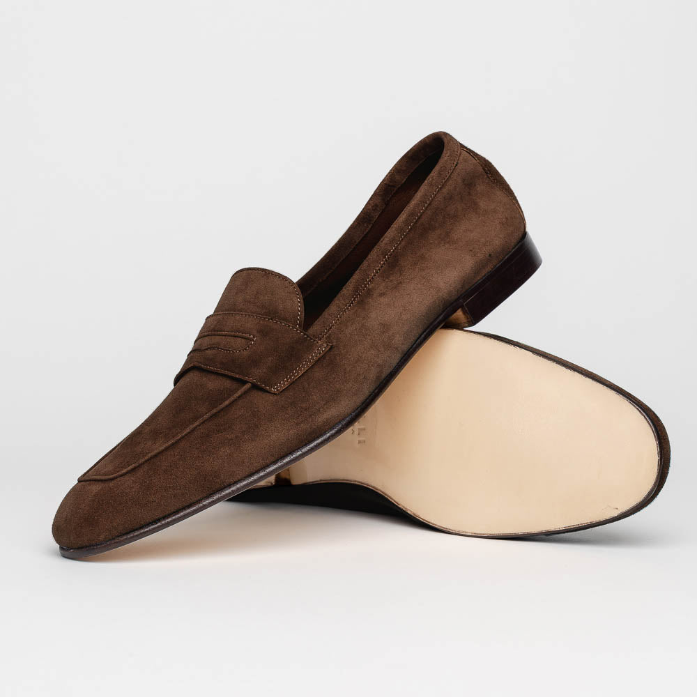Zelli Tasca Suede Penny Loafers Cafe (16-100-CAF)