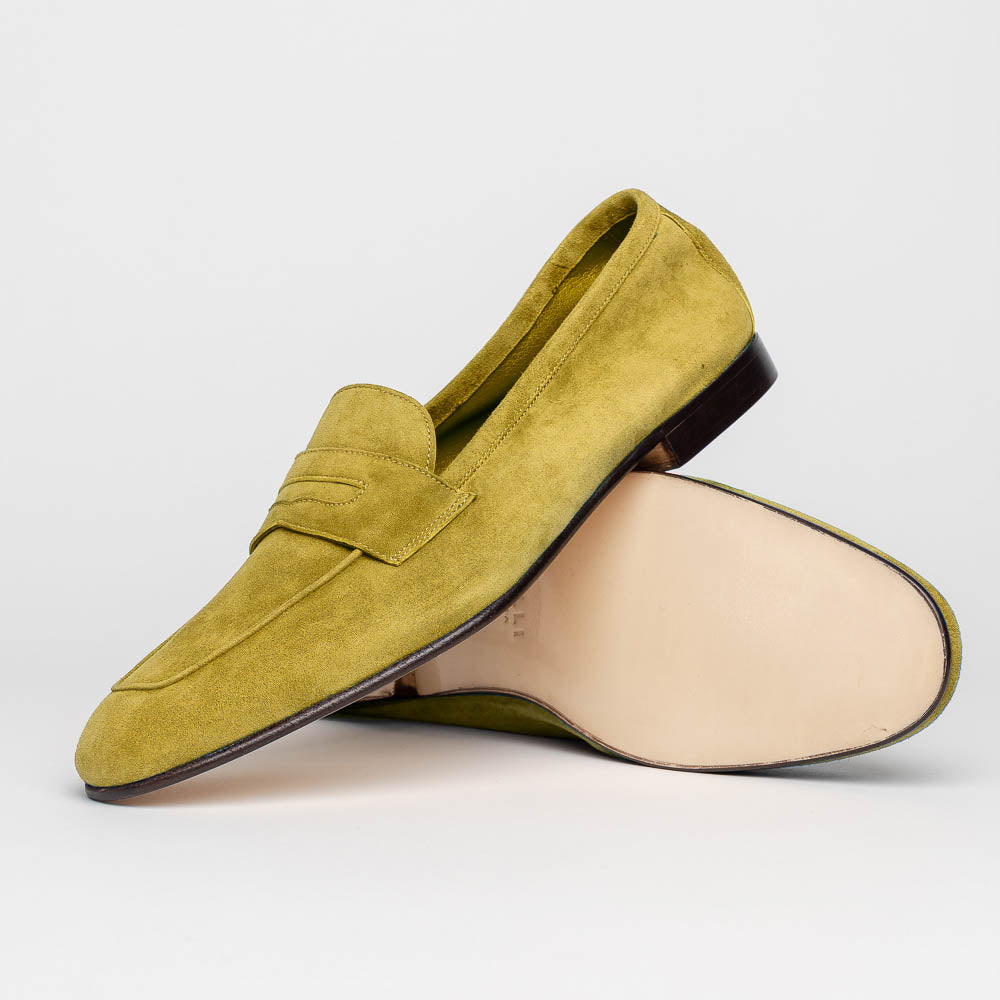 Zelli Tasca Suede Penny Loafers Mustard (16-100-MUS)