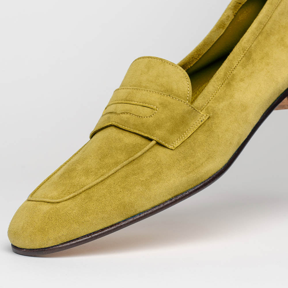 Zelli Tasca Suede Penny Loafers Mustard (16-100-MUS)