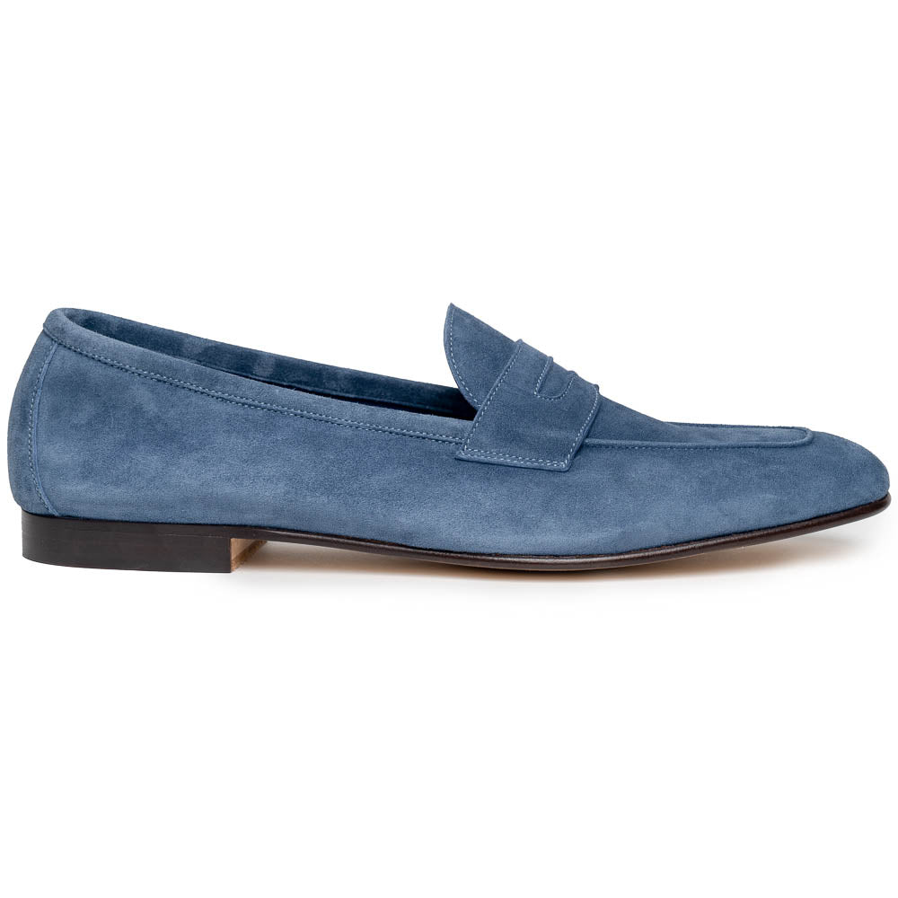 Zelli Tasca Suede Penny Loafers Blue