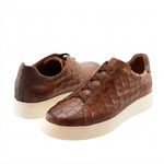 TB Phelps Tate Alligator Embossed Slip-On Sneakers Cognac