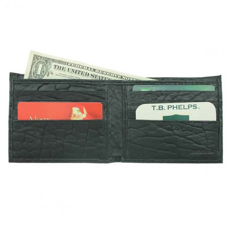 TB Phelps Bozeman Bison Leather Billfold Wallet Black Tumbled