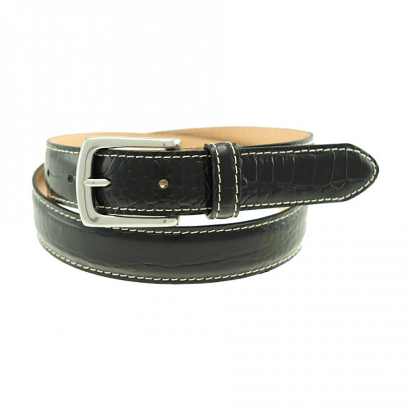 TB Phelps El Paso Croco Leather Belt Black