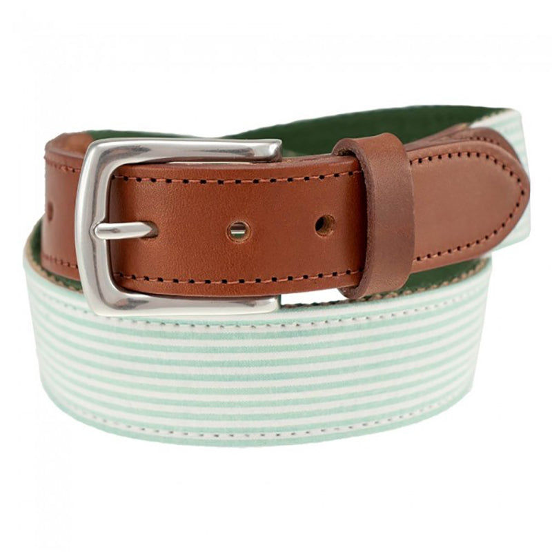 TB Phelps Georgetown Fabric Belt Green Seersucker