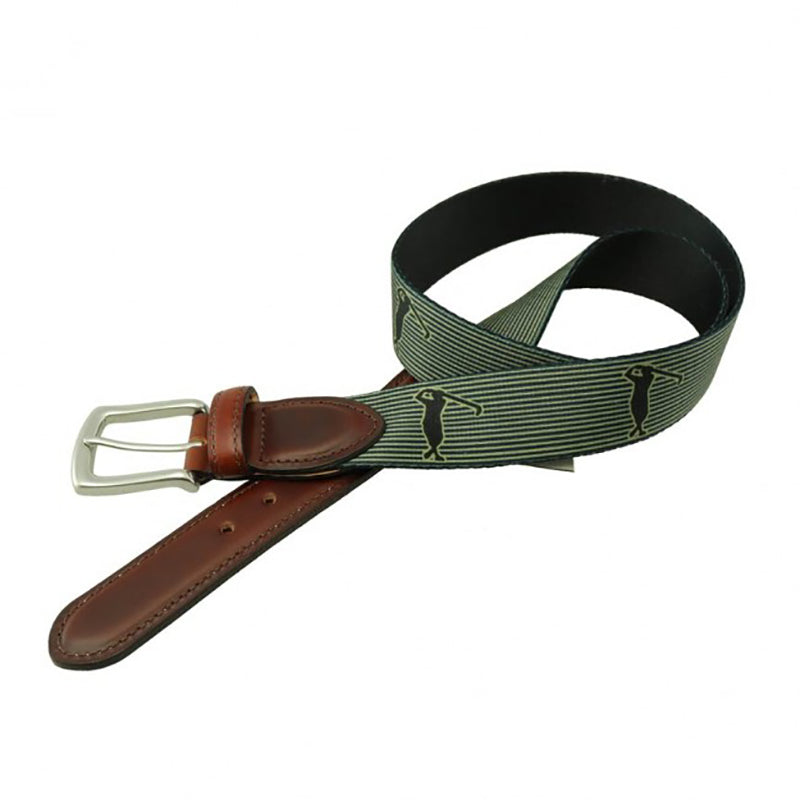 TB Phelps Hampton Web Tab Belt Pinstripe Golfer Navy Khaki