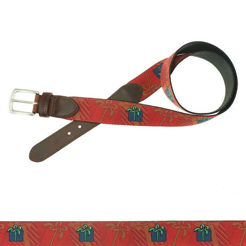 TB Phelps Holiday Pattern Hampton Leather Tab Web Belt Gifts