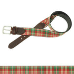 TB Phelps Holiday Pattern Hampton Leather Tab Web Belt Tartan