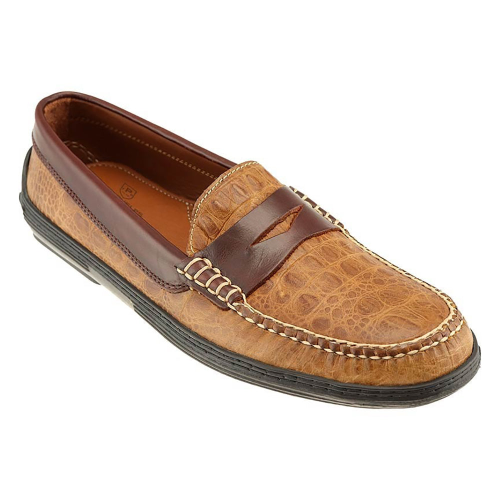TB Phelps Key West Combo Penny Loafer Khaki Croco / Briar Waxy