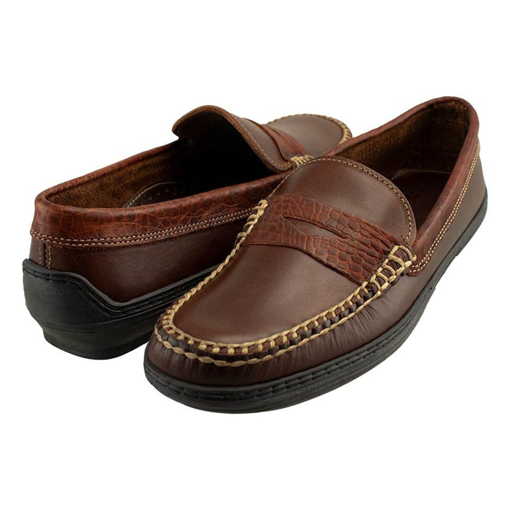 TB Phelps Key West Combo Penny Loafers Briar Waxy Sport Rust Croco