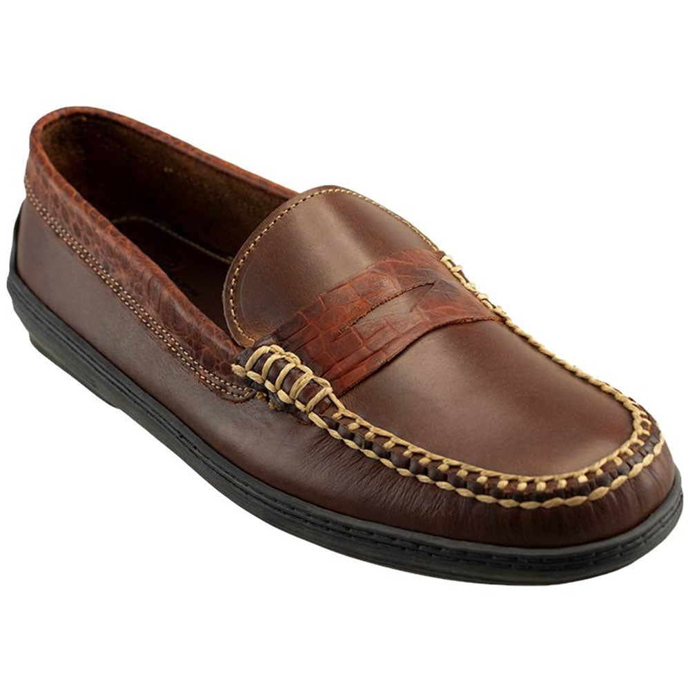 TB Phelps Key West Combo Penny Loafers Briar Waxy Sport Rust Croco