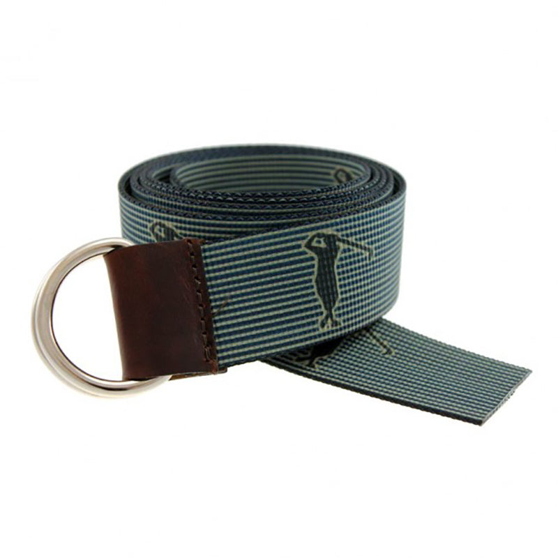 TB Phelps Largo D-Ring Web Belt Pinstripe Golfer Navy Khaki