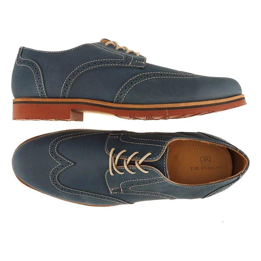TB Phelps Reggie Suede Wingtip Shoes Flag Navy