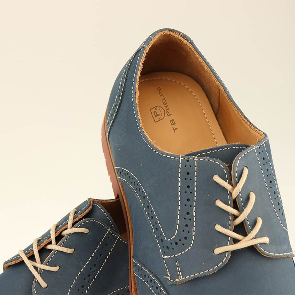 TB Phelps Reggie Suede Wingtip Shoes Flag Navy