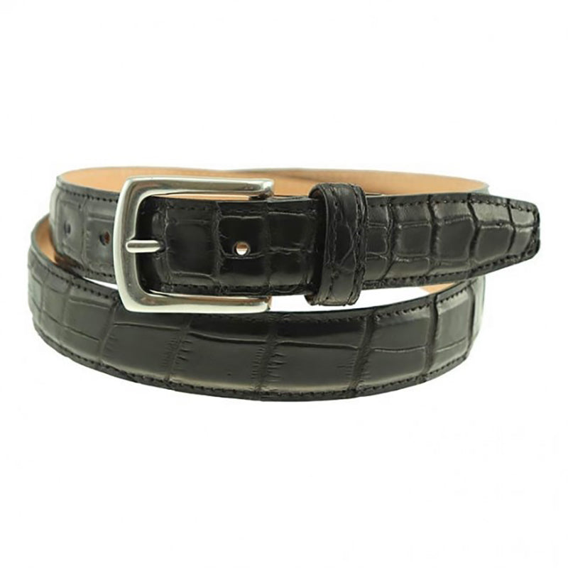 TB Phelps Torrence Alligator Dress Belt Black