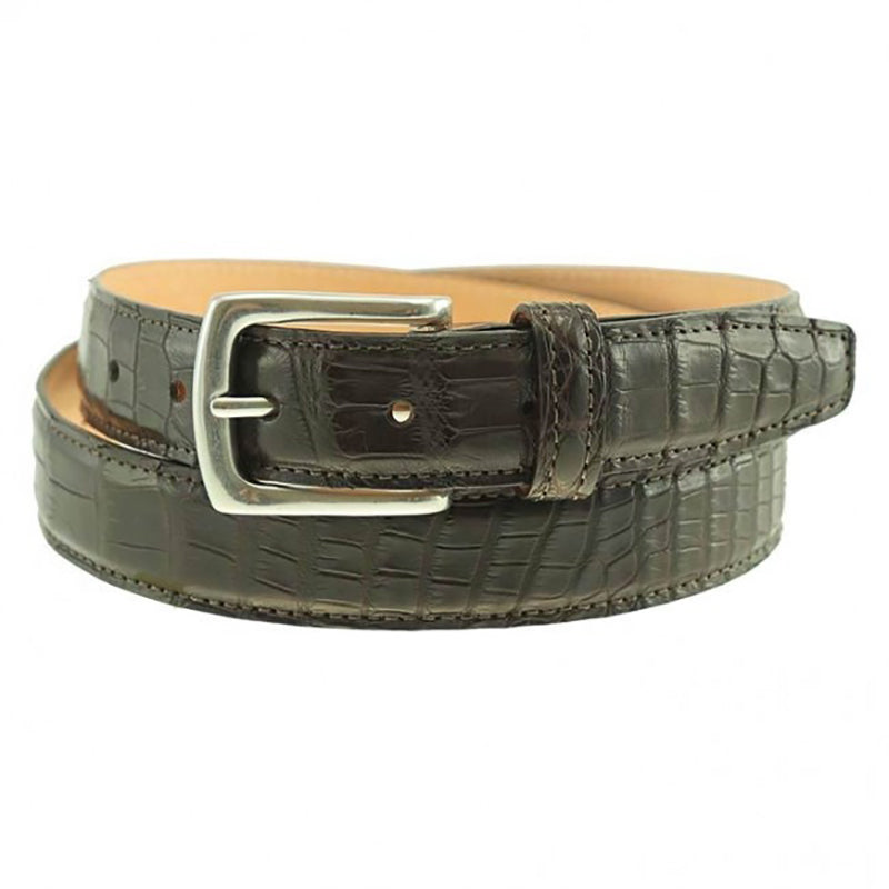 TB Phelps Torrence Alligator Dress Belt Briar Brown
