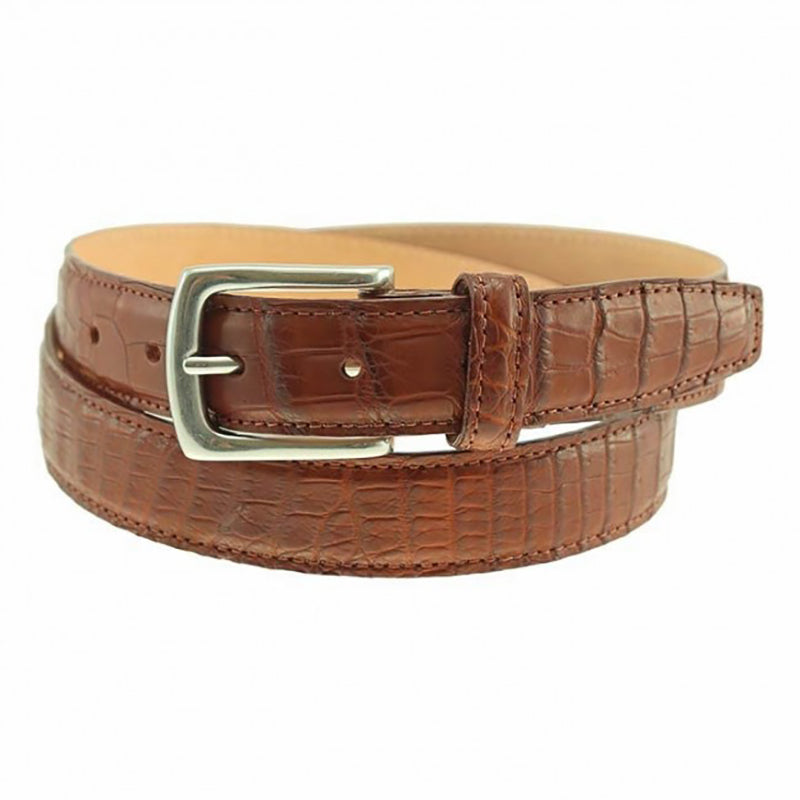 TB Phelps Torrence Alligator Dress Belt Cognac