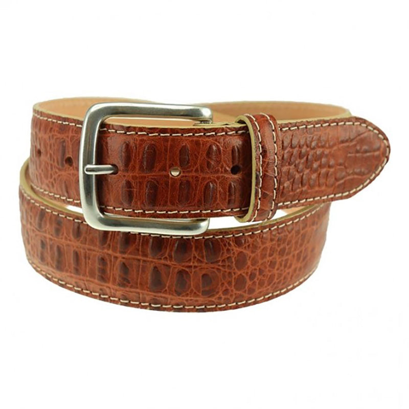 TB Phelps Moc Croc Belt Sport Rust With Khaki Edge