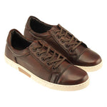 TB Phelps Tribeca Deerskin Lace-Up Sneakers Chestnut