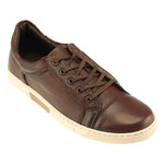 TB Phelps Tribeca Deerskin Lace-Up Sneakers Chestnut