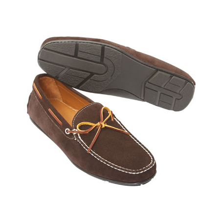 TB Phelps Verona Suede Twist Tie Driving Loafers Brown