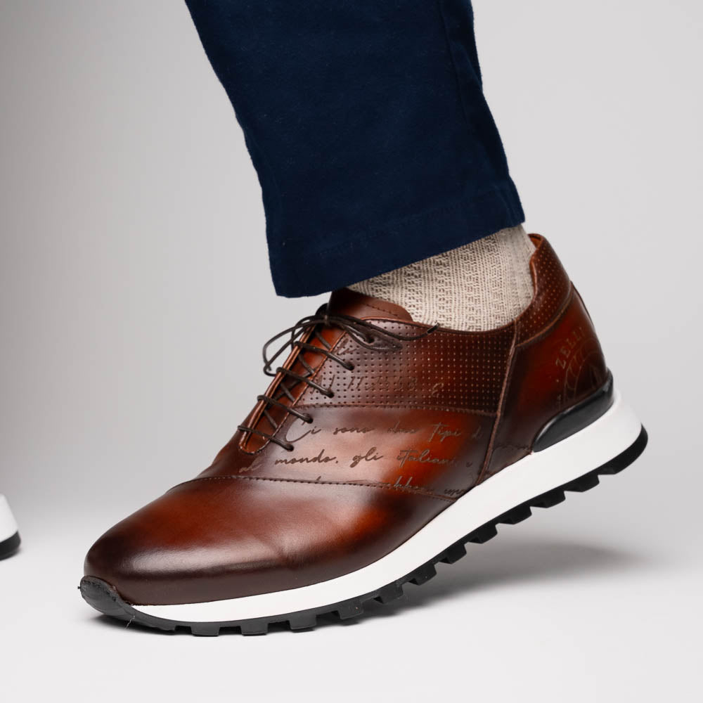 Zelli Testo Italian Calfskin Sneakers Brown (65-395-BRN)