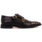Vinci Leather The Bishkek Python Double Monk Strap Black