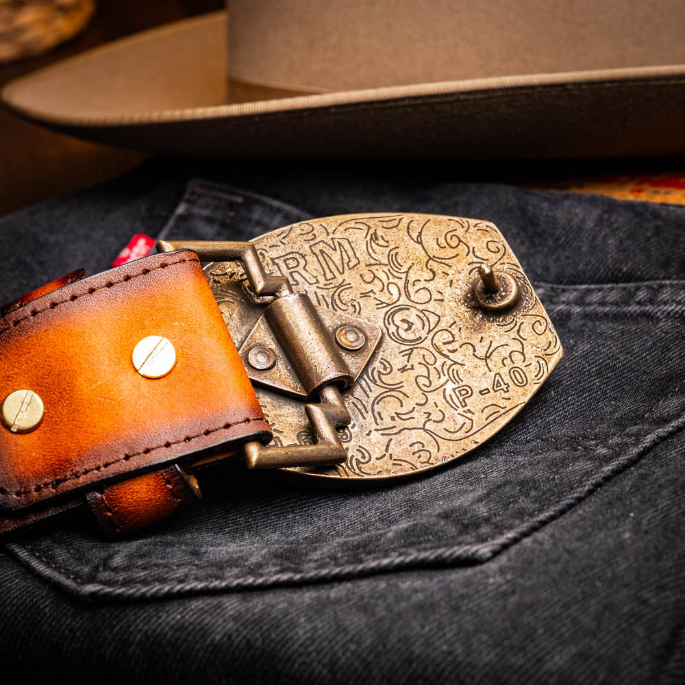 Marco Di Milano Texas Caiman Crocodile & Calfskin Belt Aged Brown