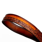 Marco Di Milano Texas Caiman Crocodile & Calfskin Belt Aged Brown